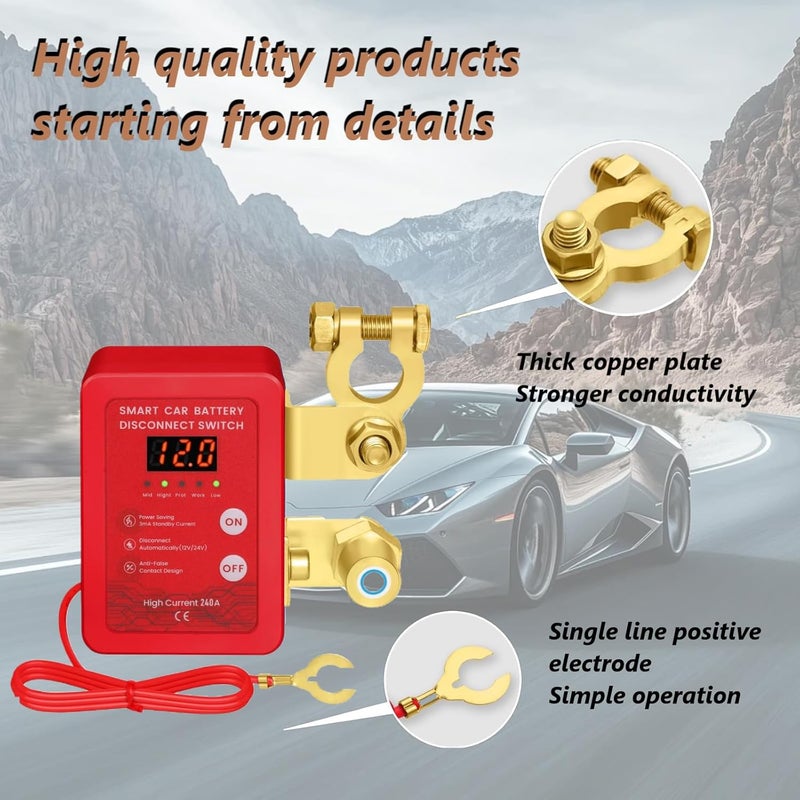 Avutrel Smart Remote Battery Disconnect Switch 12V 24V Kill Switch for Car Intelligent Battery Power Smart Voltage Car Battery Kill Switch for Vehicle, RV, ATV, Truck, Boat - Image 5